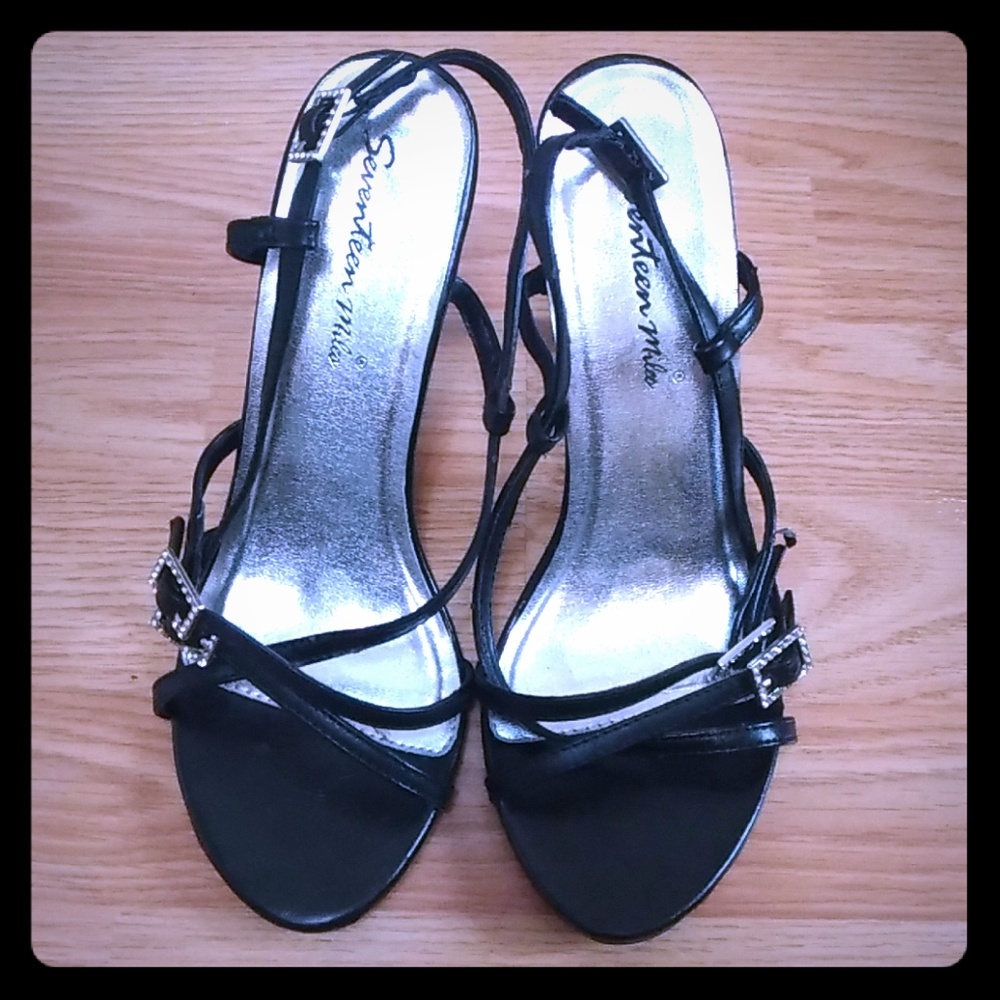 Classic black high heel sandal